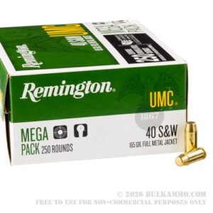 1000 Rounds of .40 S&W Ammo by Remington - 165gr MC