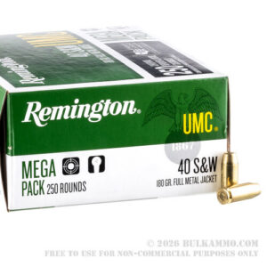 1000 Rounds of .40 S&W Ammo by Remington - 180gr MC