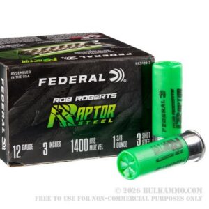 25 Rounds of 12ga Ammo by Federal Rob Roberts Raptor Steel - 1-3/8 ounce #4 steel shot