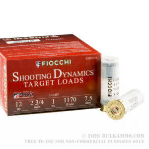 25 Rounds of 12ga Ammo by Fiocchi - 1 ounce #7.5 shot