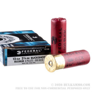5 Rounds of 12ga Ammo by Federal - 000 Buck